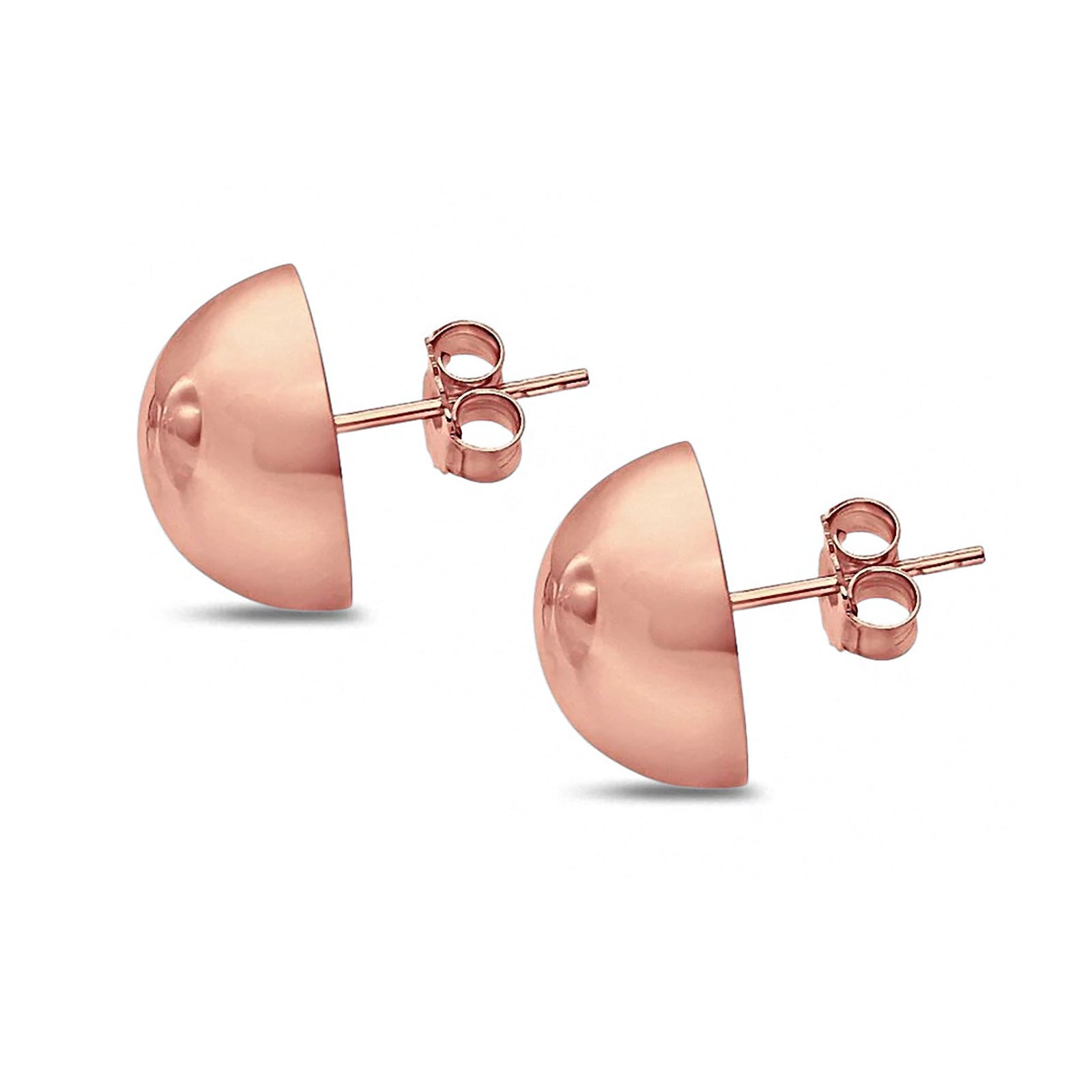 Half Ball Stud Earrings Round Rose Tone 925 Sterling Silver Wholesale