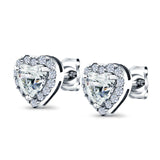 14K White Gold Heart shape Wedding Stud Earrings Simulated Cubic Zirconia (10mm)