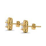 14K Yellow Gold Wedding Stud Earrings Oval Simulated Cubic Zirconia (11mm)