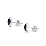 Half Ball Stud Earrings Round Simulated Black Onyx CZ 925 Sterling Silver (6mm-16mm)
