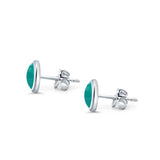 Half Ball Stud Earrings Round Simulated Turquoise CZ 925 Sterling Silver (6mm-16mm)