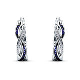 Twisted Infinity Huggie Hoop Earrings Simulated Blue Sapphire 925 Sterling Silver Wholesale