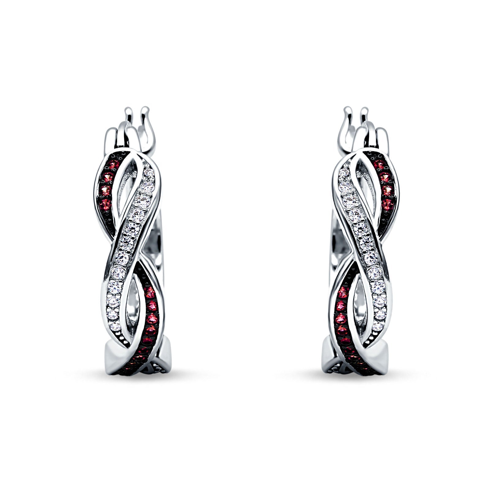 Twisted Infinity Huggie Hoop Earrings Simulated Ruby 925 Sterling Silver Wholesale
