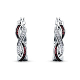 Twisted Infinity Huggie Hoop Earrings Simulated Ruby 925 Sterling Silver Wholesale