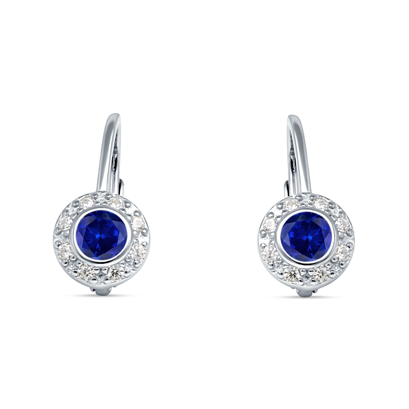 Leverback Round Hoop Earrings Simulated Blue Sapphire 925 Sterling Silver Wholesale