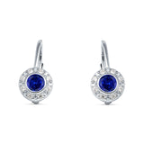 Leverback Round Hoop Earrings Simulated Blue Sapphire 925 Sterling Silver Wholesale