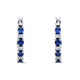 Half Eternity Huggie Hoop Earrings Simulated Blue Sapphire 925 Sterling Silver Wholesale