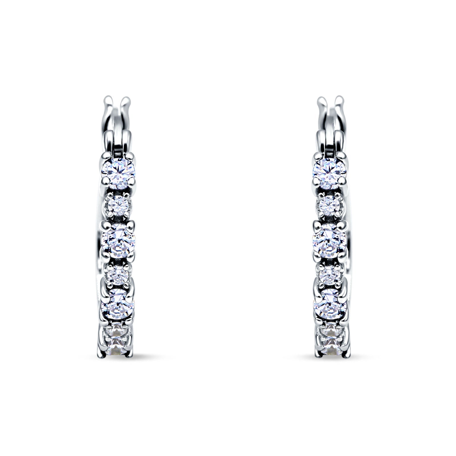 Half Eternity Huggie Hoop Earrings Cubic Zirconia 925 Sterling Silver Wholesale