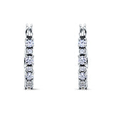 Half Eternity Huggie Hoop Earrings Cubic Zirconia 925 Sterling Silver Wholesale
