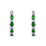 Half Eternity Huggie Hoop Earrings Simulated Green Emerald 925 Sterling Silver Wholesale