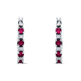 Half Eternity Huggie Hoop Earrings Simulated Ruby 925 Sterling Silver Wholesale