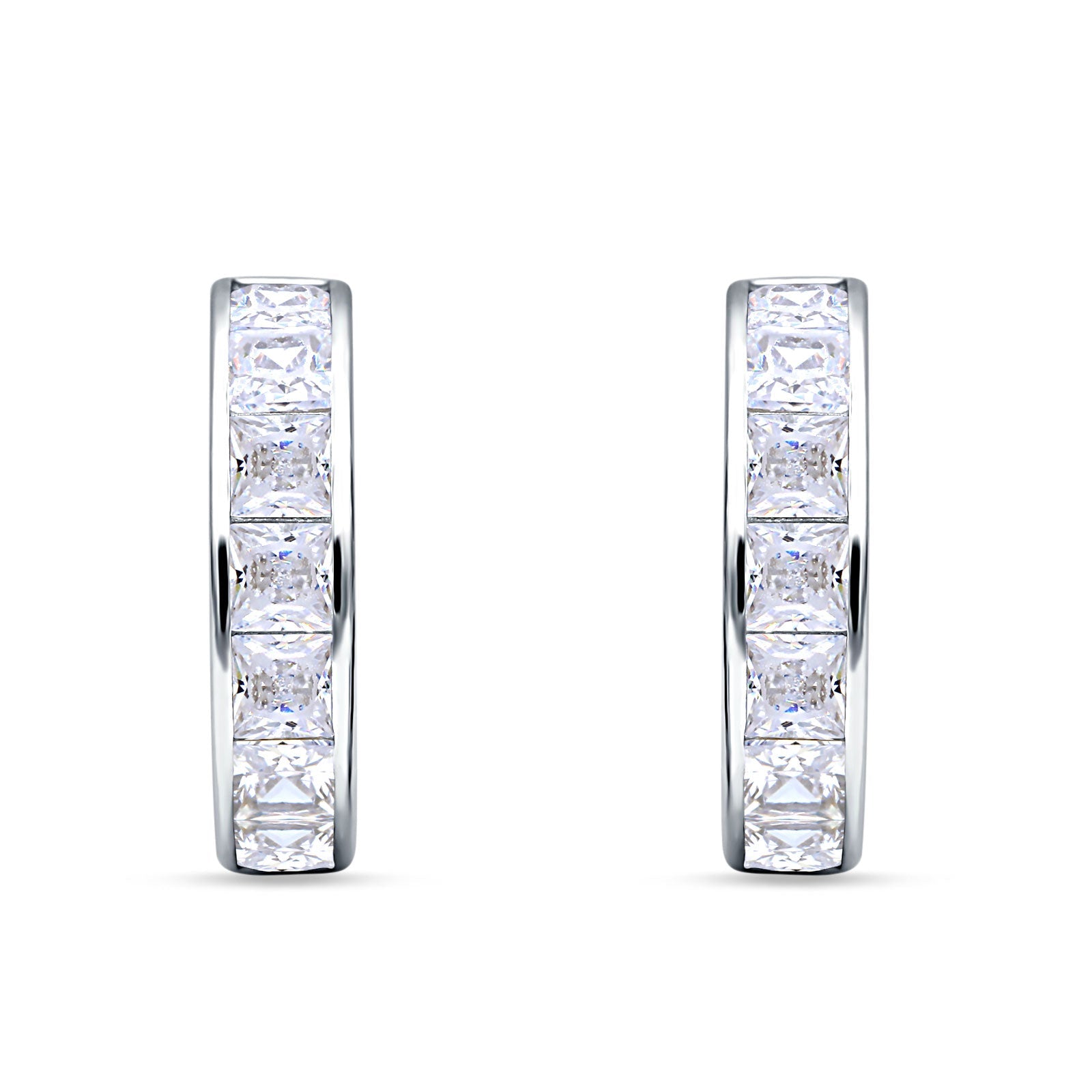 Minimalist Princess Huggie Hoop Earrings Cubic Zirconia 925 Sterling Silver Wholesale
