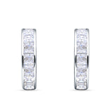 Minimalist Princess Huggie Hoop Earrings Cubic Zirconia 925 Sterling Silver Wholesale
