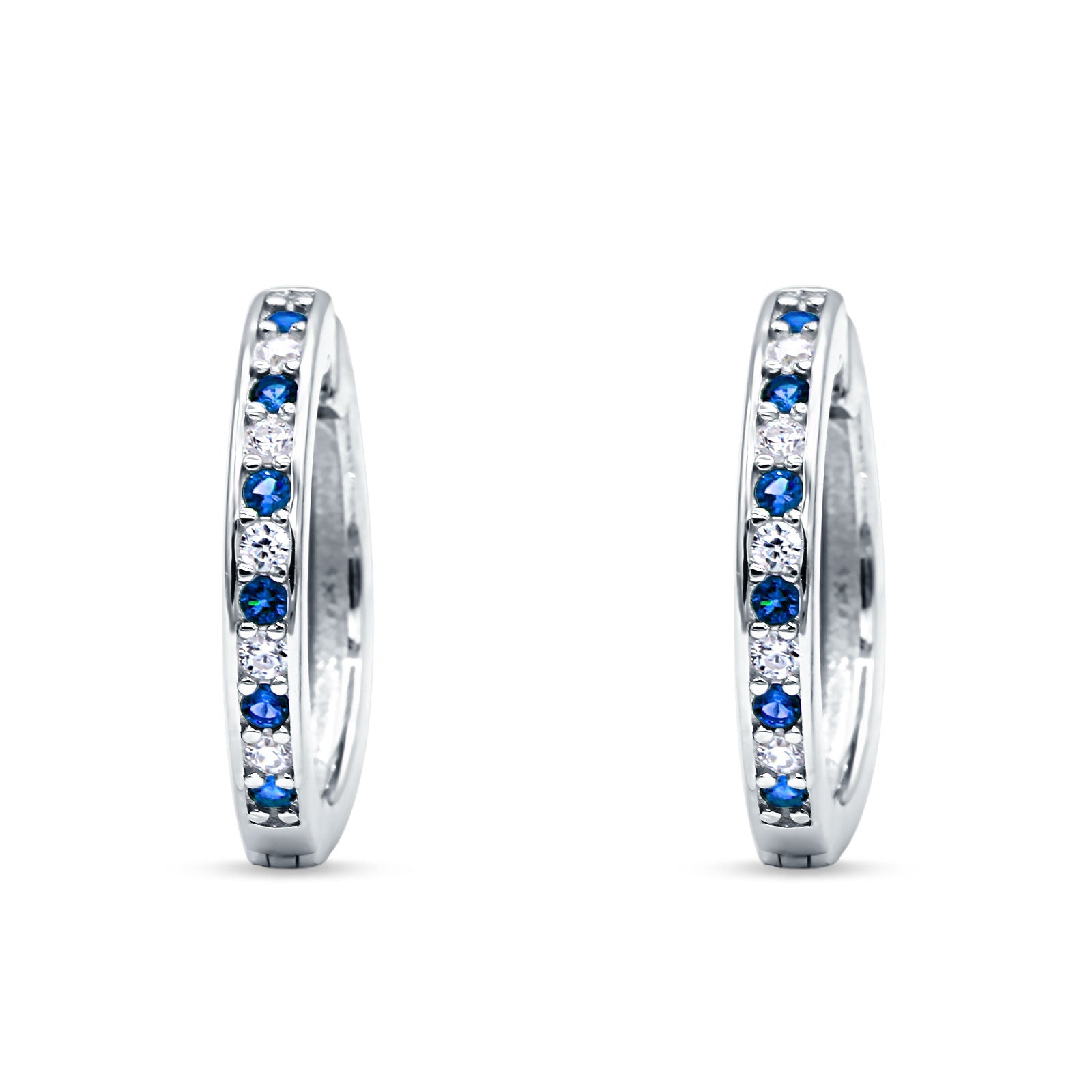 Minimalist Huggie Hoop Earrings Simulated Blue Sapphire 925 Sterling Silver Wholesale