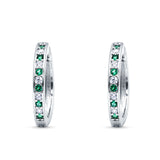 Minimalist Huggie Hoop Earrings Simulated Green Emerald 925 Sterling Silver Wholesale
