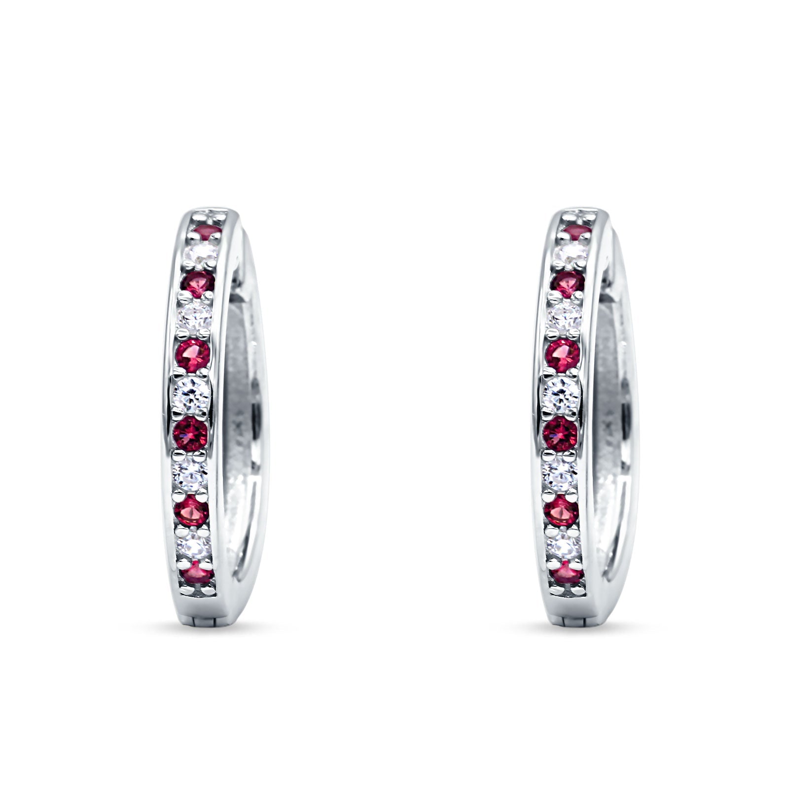 Minimalist Huggie Hoop Earrings Simulated Ruby 925 Sterling Silver Wholesale