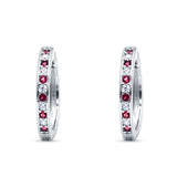 Minimalist Huggie Hoop Earrings Simulated Ruby 925 Sterling Silver Wholesale