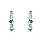 Huggie Hoop Earrings Simulated Green Emerald 925 Sterling Silver Wholesale