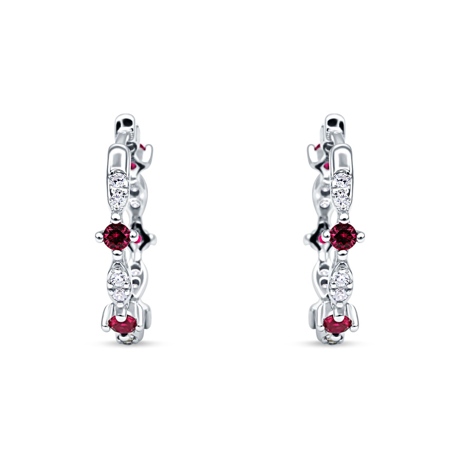 Huggie Hoop Earrings Simulated Ruby 925 Sterling Silver Wholesale