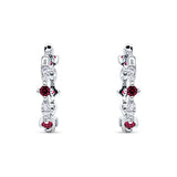 Huggie Hoop Earrings Simulated Ruby 925 Sterling Silver Wholesale