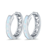 Twist Filigree Hoops Earrings Lab Created White Opal 925 Sterling Silver