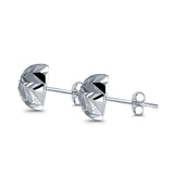 Half Ball Design Diamond Cut Stud Earrings 925 Sterling Silver (10mm)