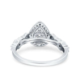 Teardrop Art Deco Ring Pear Wedding Band Round Pave Simulated Cubic Zirconia 925 Sterling Silver (10mm)