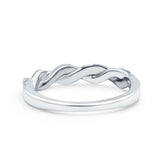 Half Eternity Rope Ring Wedding Band Round Pave Two Tone, Simulated CZ 925 Sterling Silver (4mm)