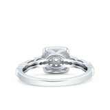 Square Halo Art Deco Wedding Bridal Ring Round Simulated Cubic Zirconia 925 Sterling Silver (8mm)