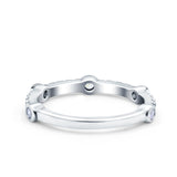 Half Eternity Ring Wedding Band Round Pave Simulated CZ 925 Sterling Silver (3mm)