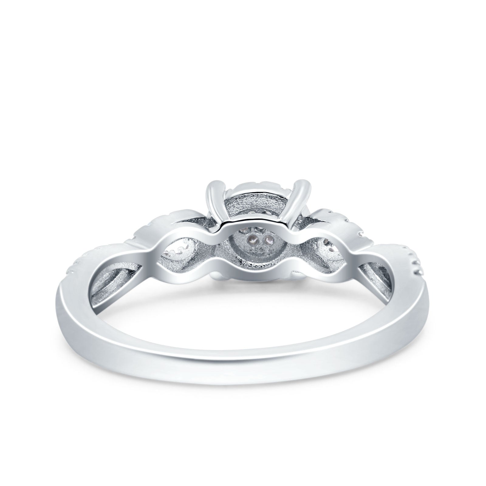 Halo Art Deco Ring Round Wedding Infinity Band Pave Simulated Cubic Zirconia 925 Sterling Silver (6mm)