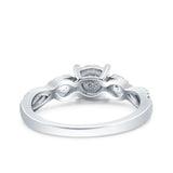 Halo Art Deco Ring Round Wedding Infinity Band Pave Simulated Cubic Zirconia 925 Sterling Silver (6mm)