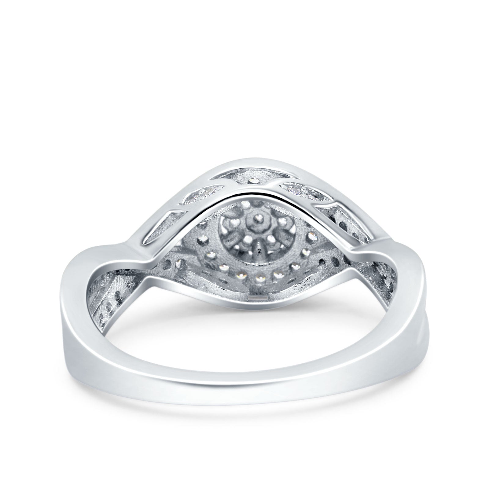 Half Eternity Halo Art Deco Ring Wedding Infinity Band Round Pave Simulated CZ 925 Sterling Silver (9mm)