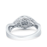 Half Eternity Halo Art Deco Ring Wedding Infinity Band Round Pave Simulated CZ 925 Sterling Silver (9mm)