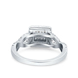 Halo Art Deco Ring Square Wedding Infinity Band Pave Simulated Cubic Zirconia 925 Sterling Silver (10mm)