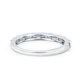 Half Eternity Ring Wedding Engagement Band Baguette Round Pave Simulated CZ 925 Sterling Silver (2mm)