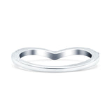Chevron Midi Half Eternity Ring Wedding Band Round Pave Simulated CZ 925 Sterling Silver (4mm)