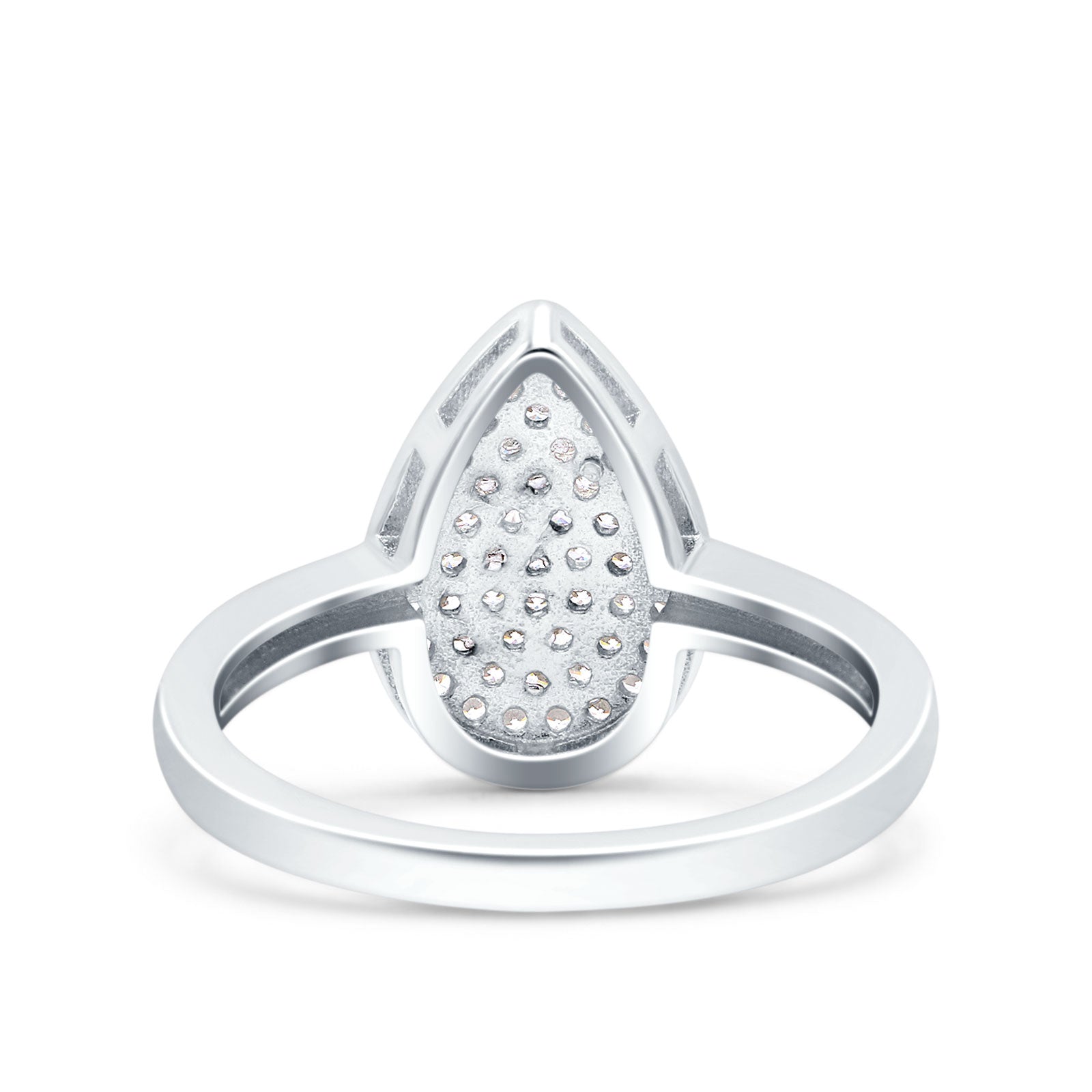 Pear Wedding Engagement Ring Band Pave Simulated Cubic Zirconia 925 Sterling Silver (13mm)