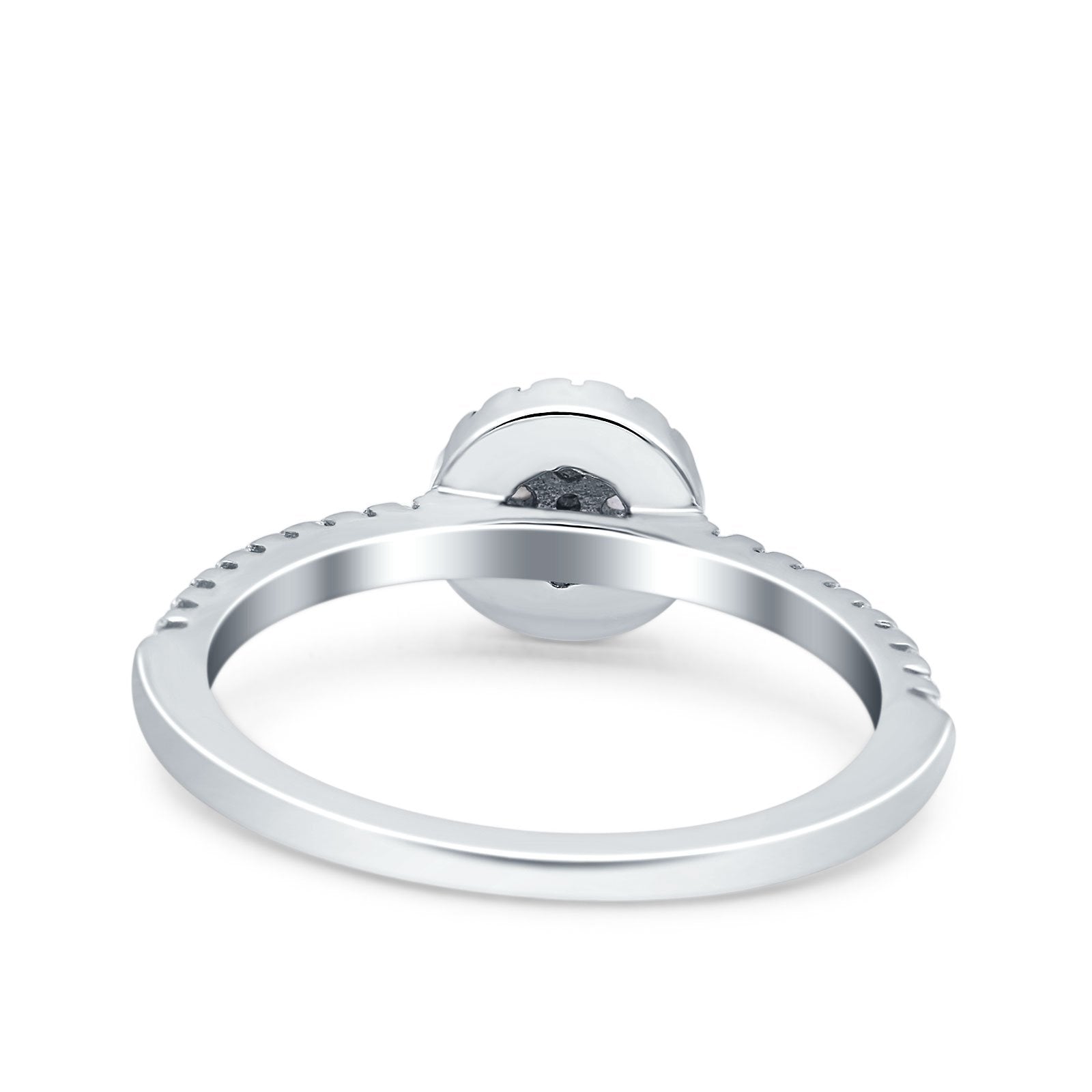 Art Deco Ring Wedding Band Round Pave Simulated Cubic Zirconia 925 Sterling Silver (7mm)