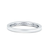 Half Eternity Ring Wedding Engagement Band Round Simulated Cubic Zirconia 925 Sterling Silver