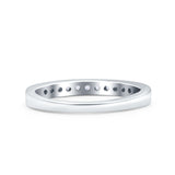 Half Eternity Ring Wedding Engagement Band Round Pave Simulated CZ 925 Sterling Silver (3mm)