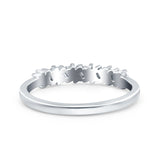 Cluster Half Eternity Baguette Ring Wedding Band Pave Simulated CZ 925 Sterling Silver (3mm)