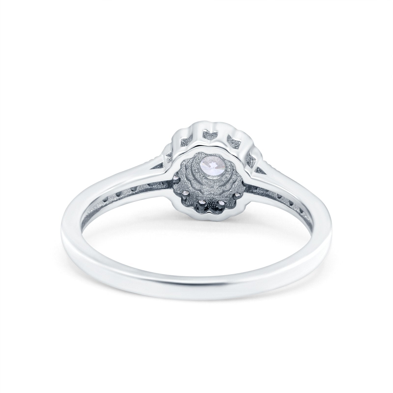 Art Deco Wedding Ring Band Round Pave Simulated Cubic Zirconia 925 Sterling Silver (6mm)