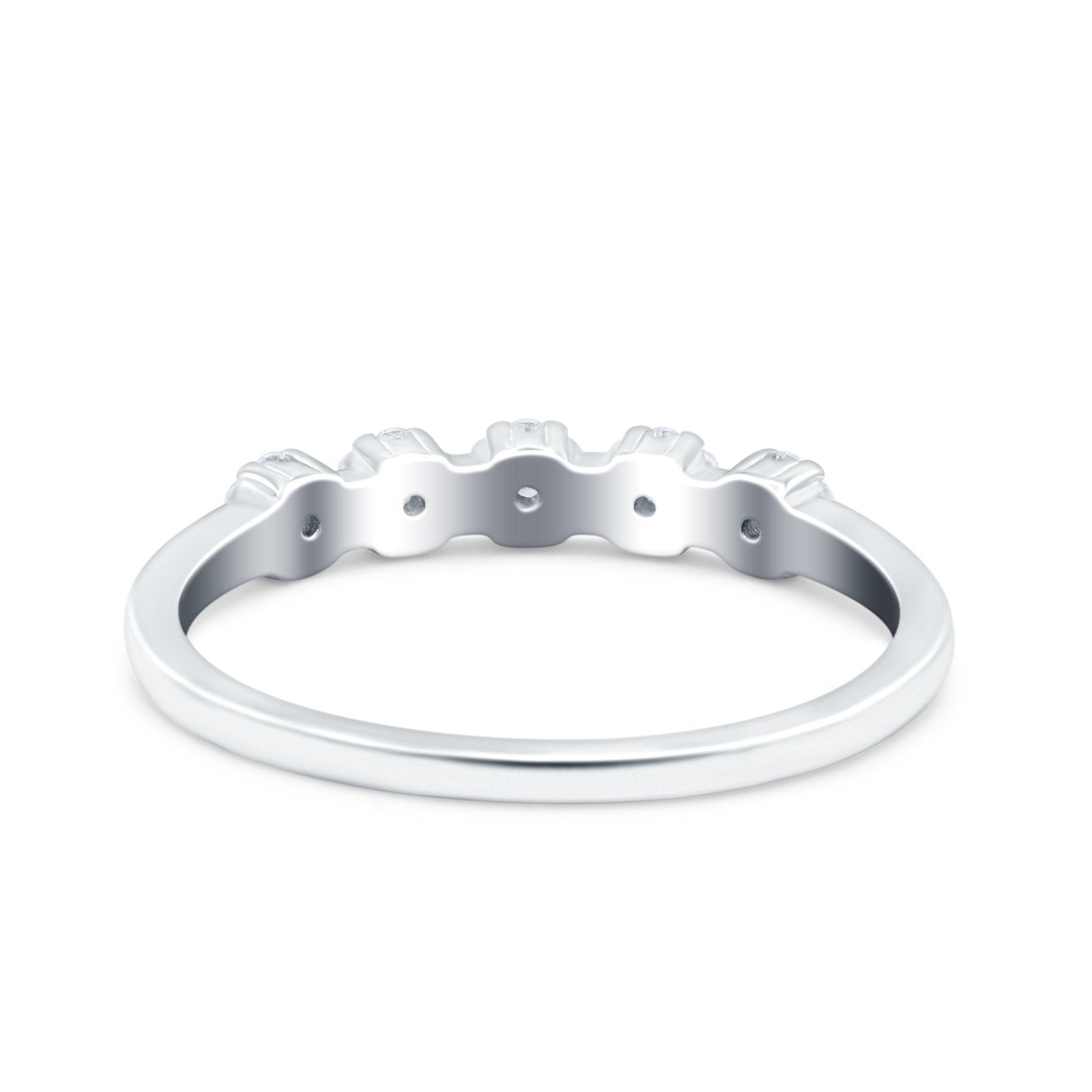 Flower Ring Eternity Wedding Band Round Pave Simulated Cubic Zirconia 925 Sterling Silver (4mm)