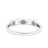 Flower Ring Eternity Wedding Band Round Pave Simulated Cubic Zirconia 925 Sterling Silver (4mm)