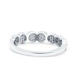 Flower Ring Eternity Wedding Band Round Pave Simulated Cubic Zirconia 925 Sterling Silver (4mm)