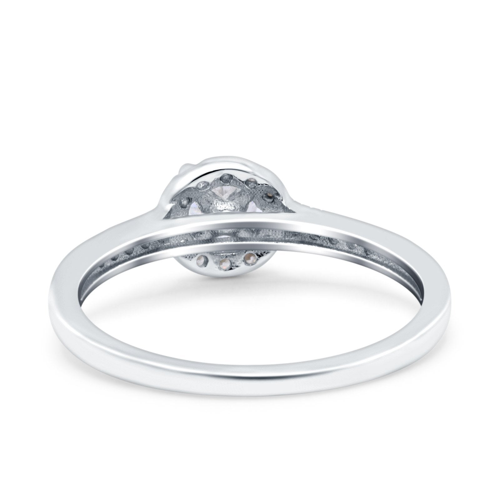Art Deco Ring Wedding Band Round Pave Simulated Cubic Zirconia 925 Sterling Silver (7mm)