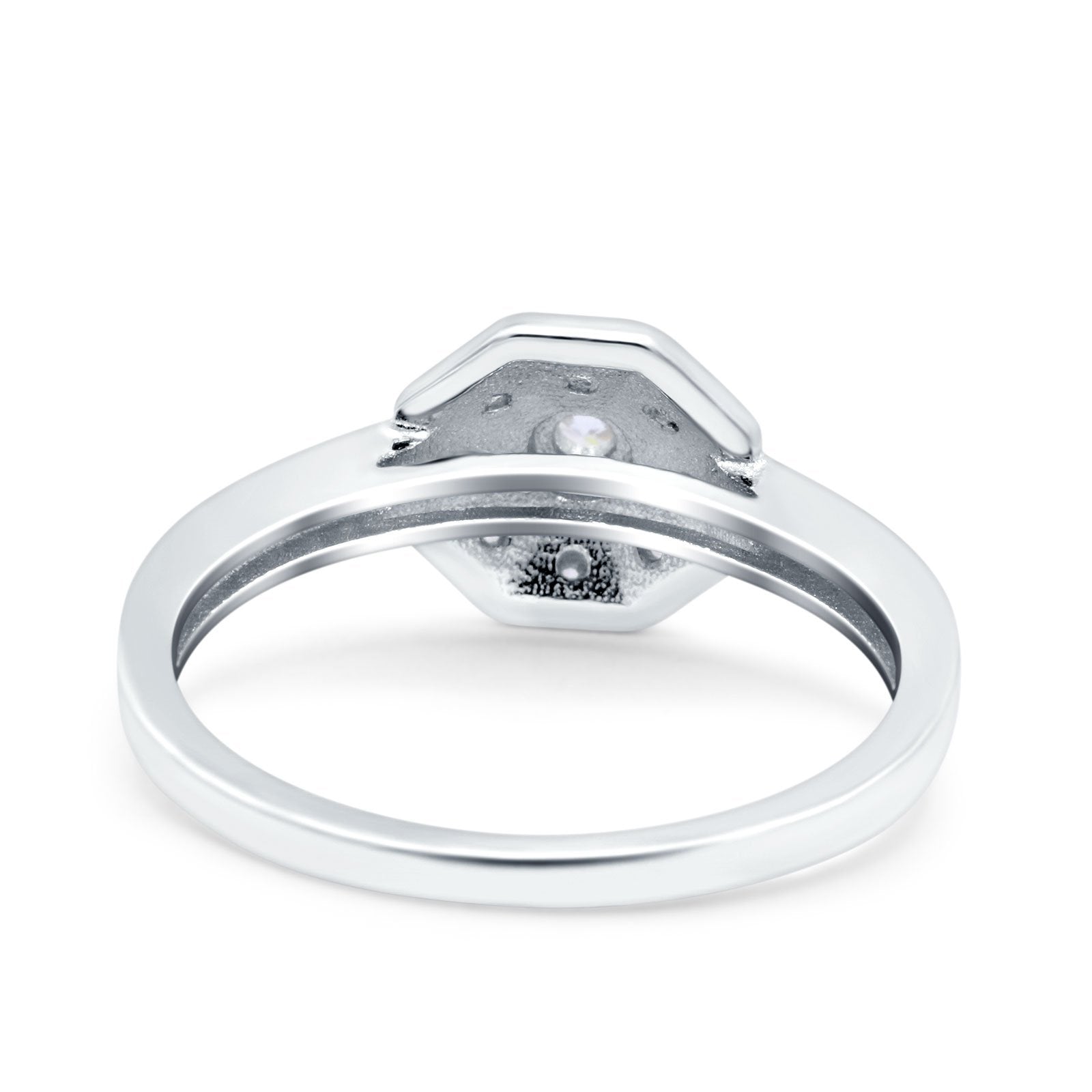Art Deco Star Wedding Ring Band Round Pave Simulated Cubic Zirconia 925 Sterling Silver (9mm)