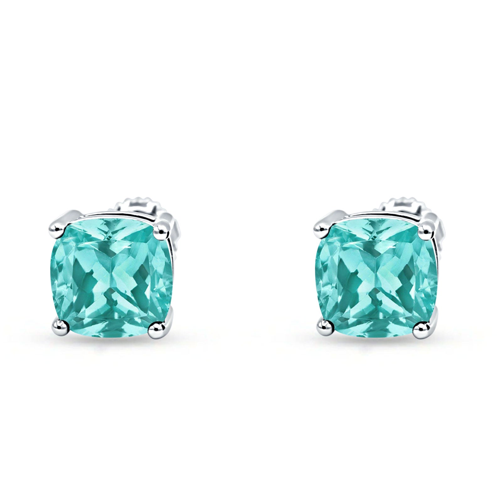 Solitaire Push Back Stud Earring Paraiba Tourmaline CZ 925 Sterling Silver Wholesale