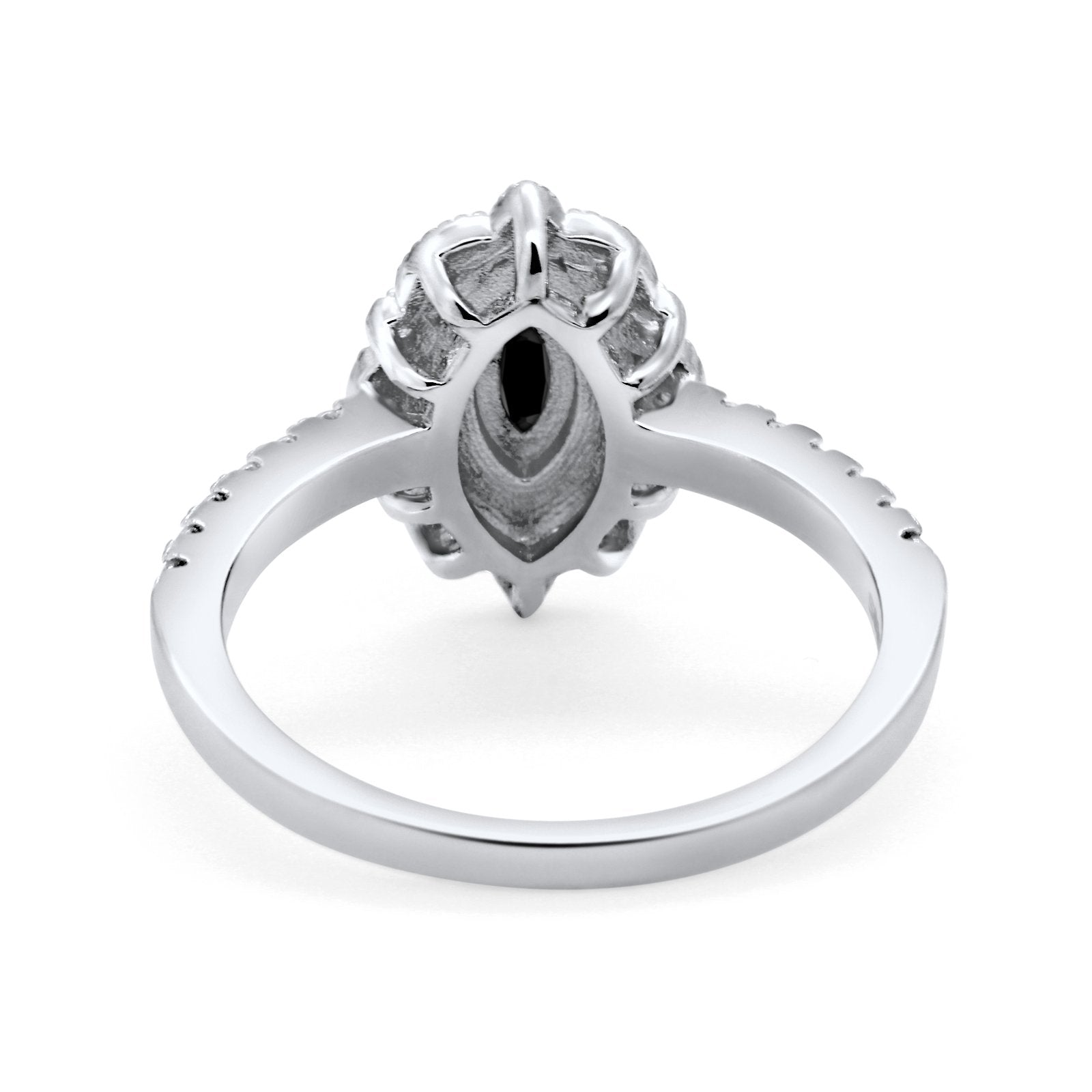Art Deco Marquise Wedding Ring Simulated Black CZ 925 Sterling Silver